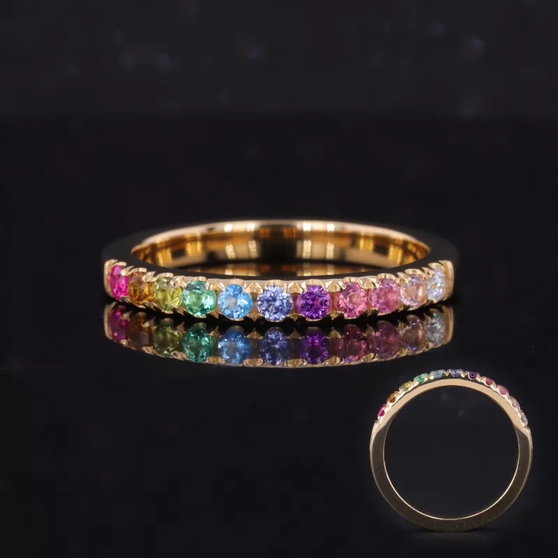 2mm Round Brilliant Cut Colour Gemstones Rainbow Diamond Rings