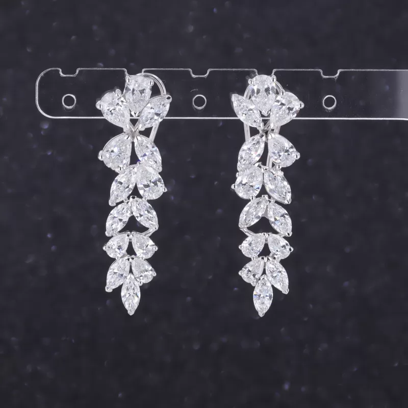 3×6mm Pear Cut Moissanite 18K White Gold Diamond Earrings