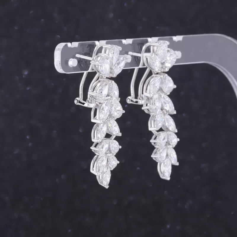 3×6mm Pear Cut Moissanite 18K White Gold Diamond Earrings