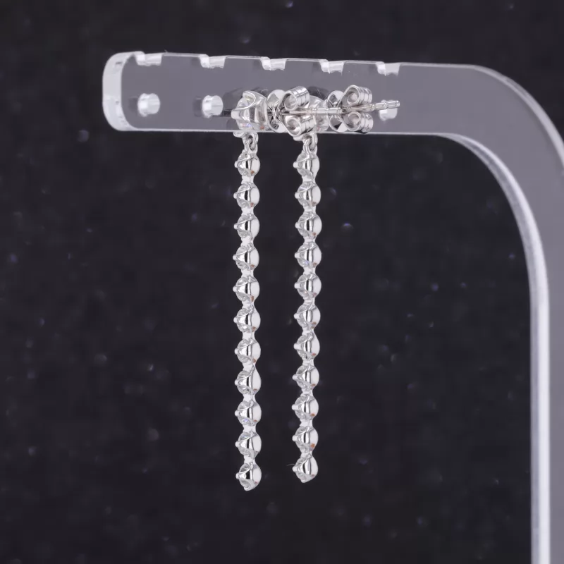 4mm Round Brilliant Cut Moissanite 10K White Gold Diamond Earrings