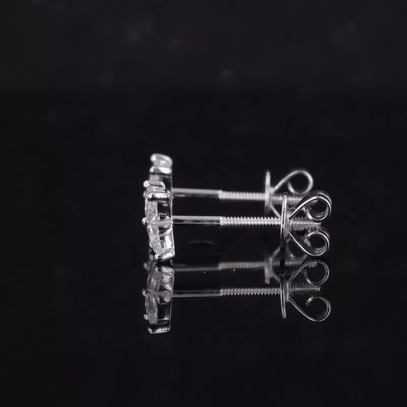 3×1.5mm Marquise Cut Moissanite 14K Yellow & White Gold Diamond Stud Earrings