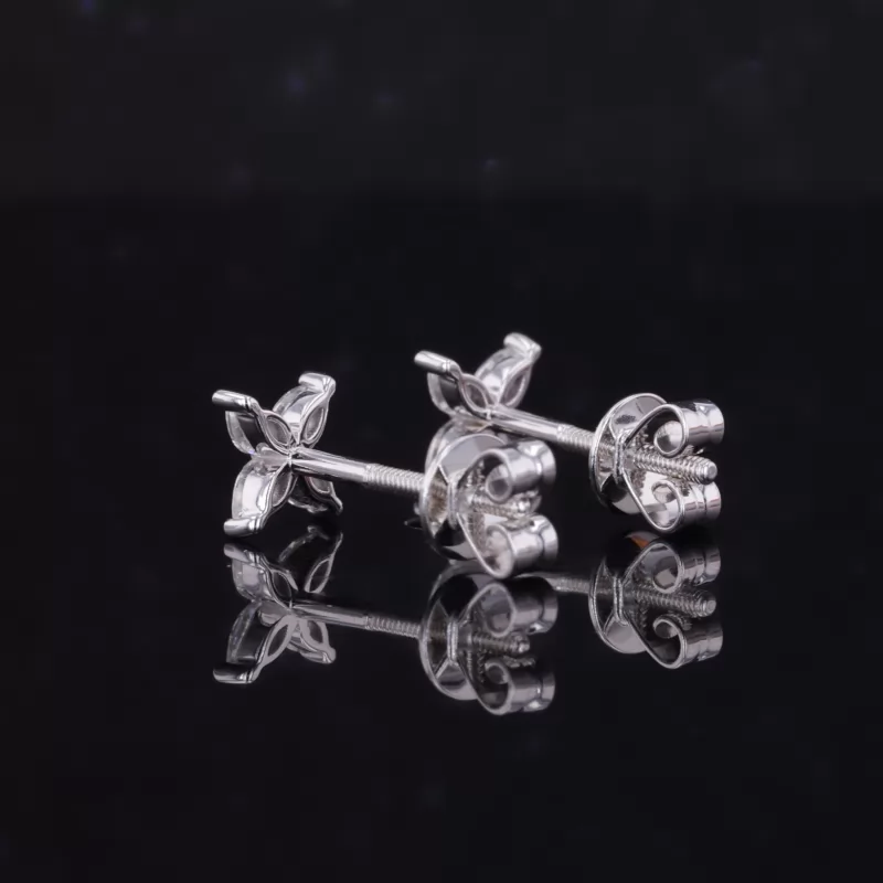 3×1.5mm Marquise Cut Moissanite 14K Yellow & White Gold Diamond Stud Earrings