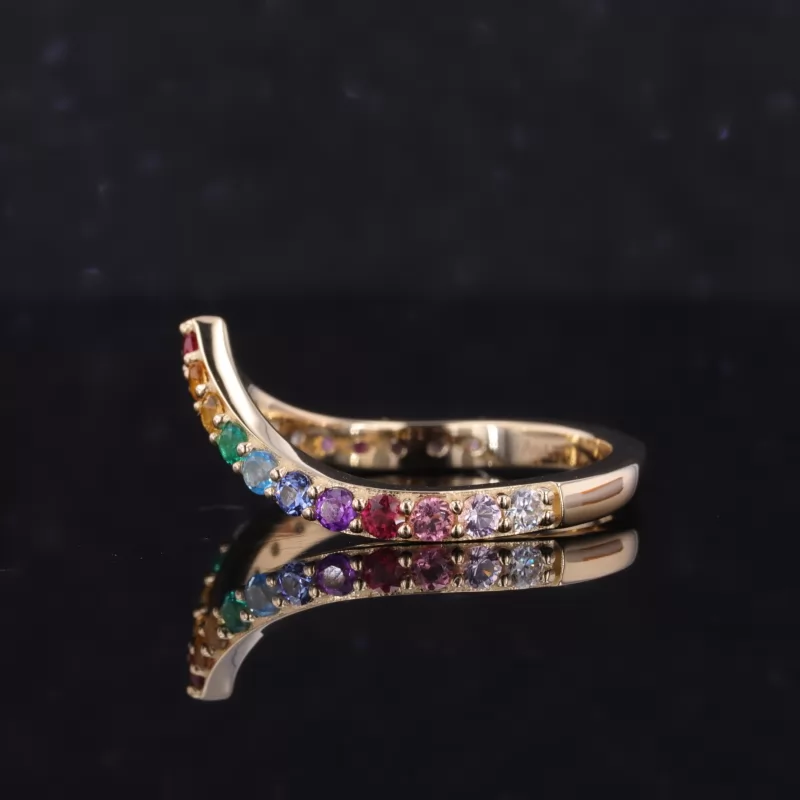 2mm Round Brilliant Cut Colour Gemstones Rainbow Diamond Rings