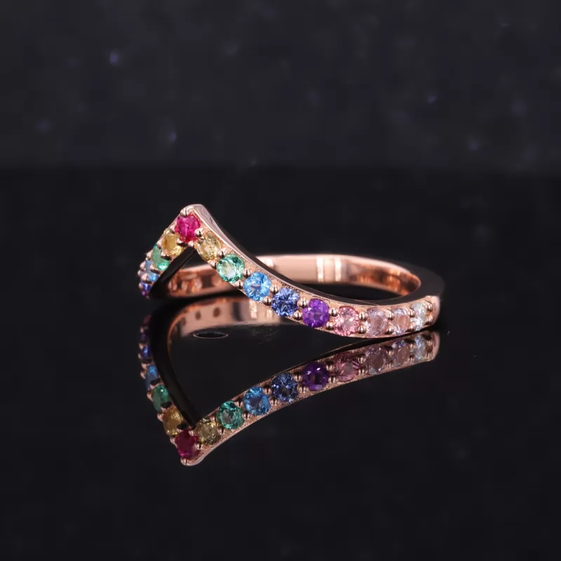 2mm Round Brilliant Cut Colour Gemstones Rainbow Diamond Rings