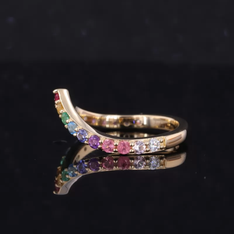 2mm Round Brilliant Cut Colour Gemstones Rainbow Diamond Rings