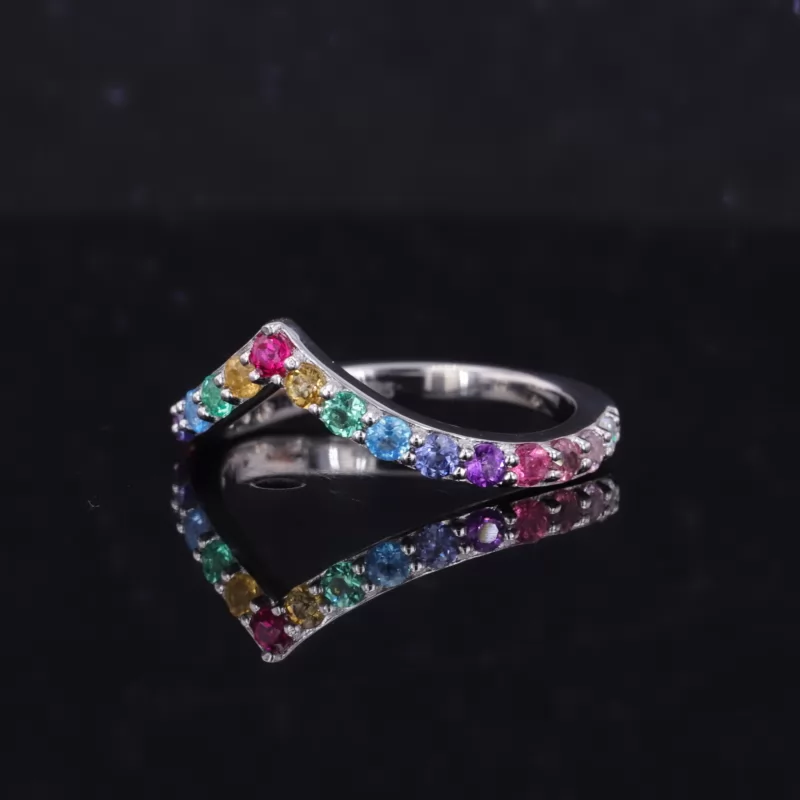 2mm Round Brilliant Cut Colour Gemstones Rainbow Diamond Rings