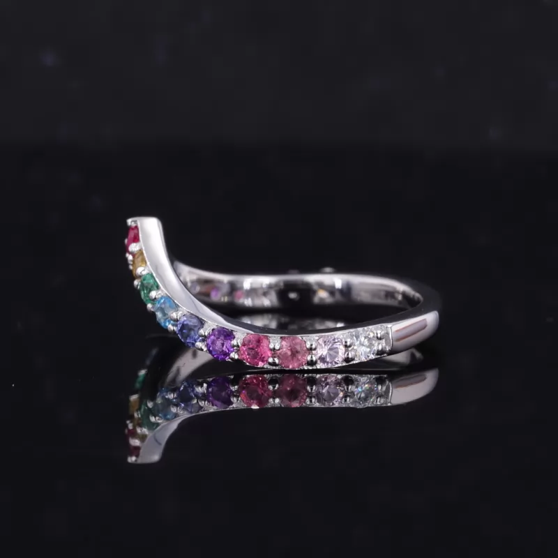 2mm Round Brilliant Cut Colour Gemstones Rainbow Diamond Rings