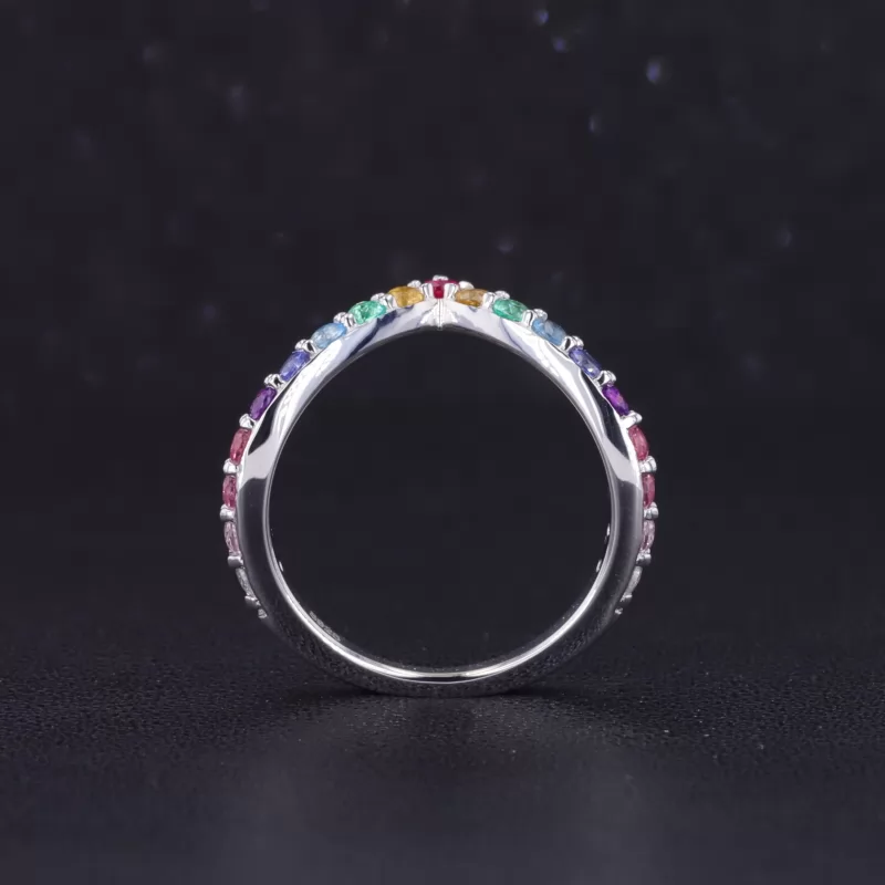 2mm Round Brilliant Cut Colour Gemstones Rainbow Diamond Rings