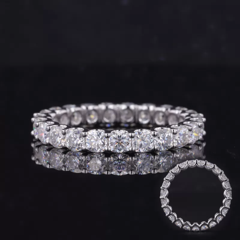 3×3mm Cushion Cut Moissanite 14K Gold Diamond Eternity Rings