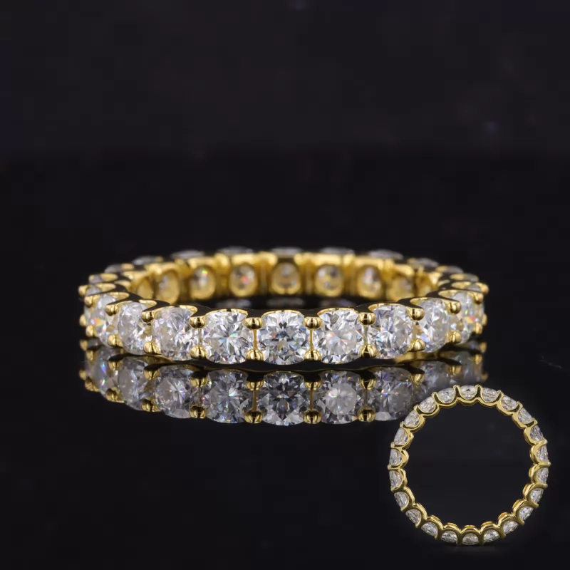 3×3mm Cushion Cut Moissanite 14K Gold Diamond Eternity Rings