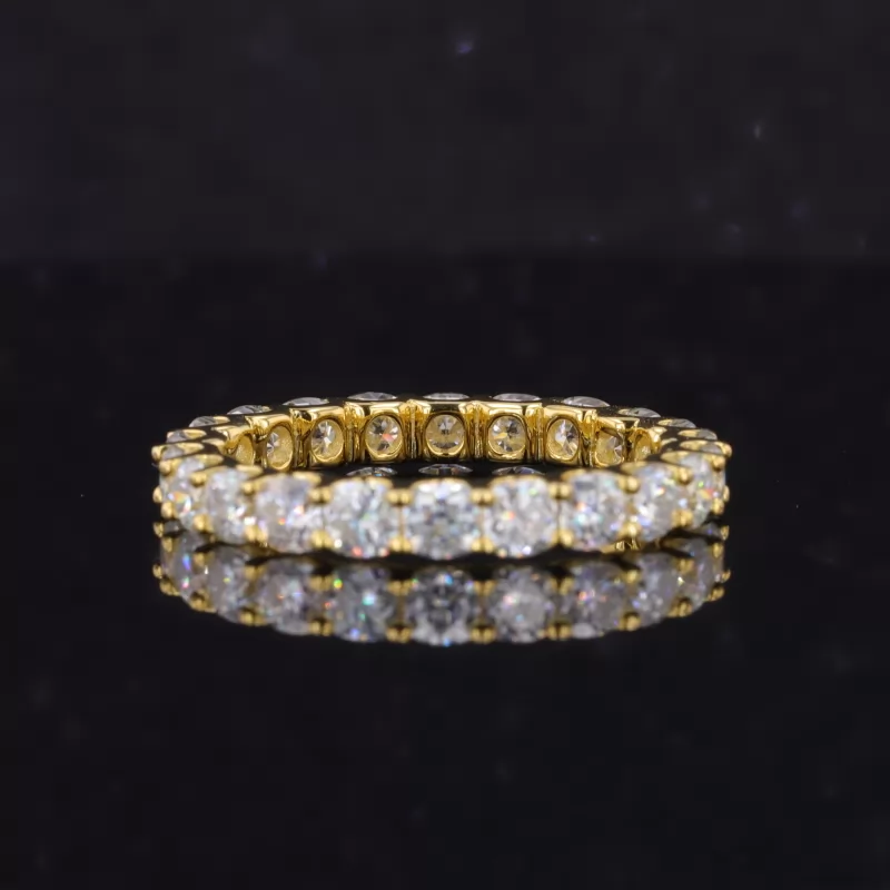 3×3mm Cushion Cut Moissanite 14K Gold Diamond Eternity Rings