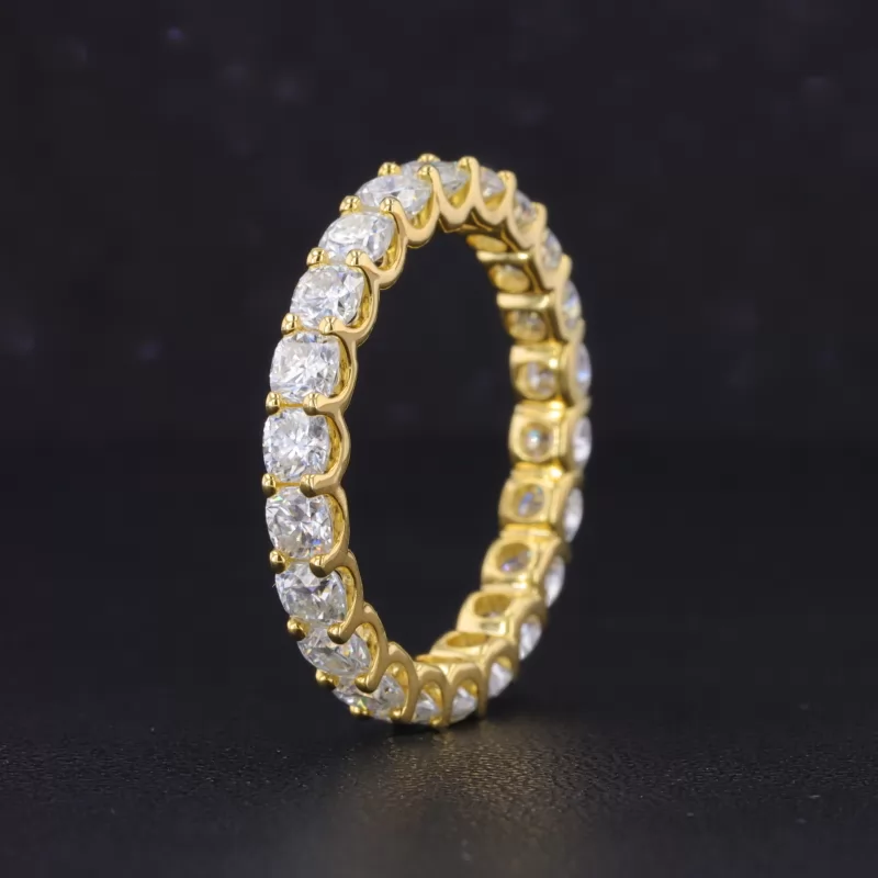 3×3mm Cushion Cut Moissanite 14K Gold Diamond Eternity Rings