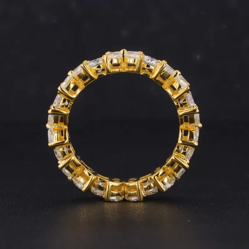 4mm Round Brilliant Cut Moissanite & 2×4mm Marquise Cut Moissanite Diamond Eternity Rings