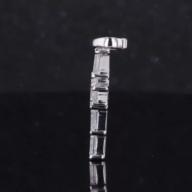 4×6mm Octagon Emerald Cut Moissanite 18K White Gold Diamond Pendant