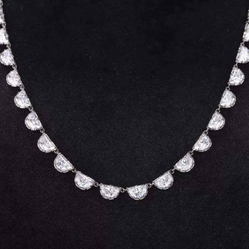 Fancy Shape Moissanite Bezel Set 14K Yellow Gold Diamond Necklace