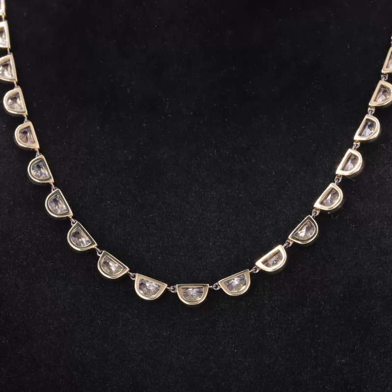 Fancy Shape Moissanite Bezel Set 14K Yellow Gold Diamond Necklace