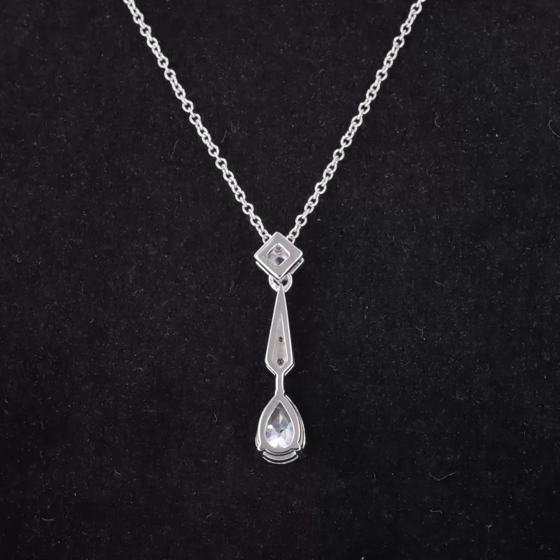 Pear Cut Moissanite 18K White Gold Diamond Pendant Necklace