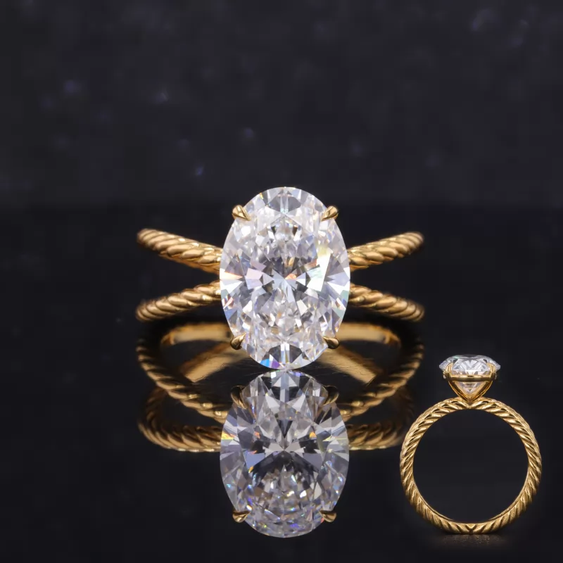 Oval Cut Lab Grown Diamond 22K Yellow Gold Solitaire Engagement Ring