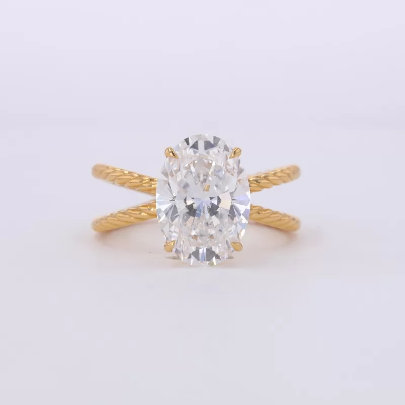 Oval Cut Lab Grown Diamond 22K Yellow Gold Solitaire Engagement Ring