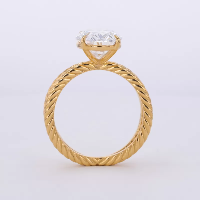 Oval Cut Lab Grown Diamond 22K Yellow Gold Solitaire Engagement Ring