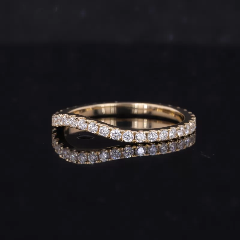 1.5mm Round Brilliant Cut Moissanite 14K Yellow Gold Diamond Ring