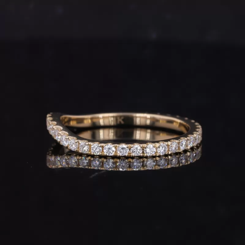 1.5mm Round Brilliant Cut Moissanite 14K Yellow Gold Diamond Ring