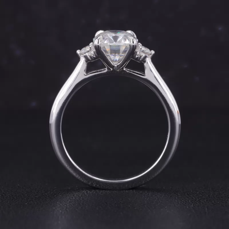 7×9mm Oval Cut Moissanite With Side Moissanite 10K White Gold Engagement Ring