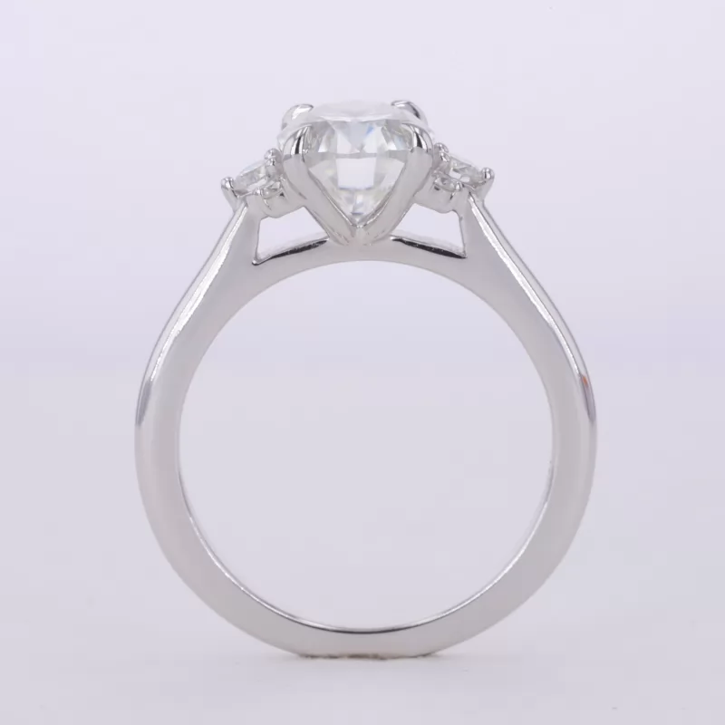 7×9mm Oval Cut Moissanite With Side Moissanite 10K White Gold Engagement Ring