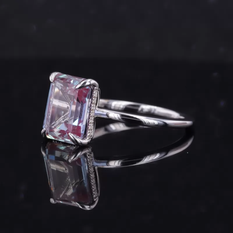 8×10mm Octagon Emerald Cut Lab Grown Alexandrite Sapphire S925 Sterling Silver Solitaire Engagement Ring