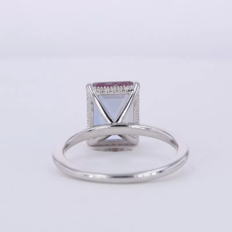 8×10mm Octagon Emerald Cut Lab Grown Alexandrite Sapphire S925 Sterling Silver Solitaire Engagement Ring