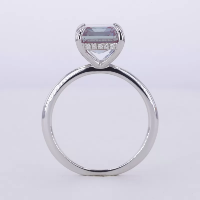 8×10mm Octagon Emerald Cut Lab Grown Alexandrite Sapphire S925 Sterling Silver Solitaire Engagement Ring