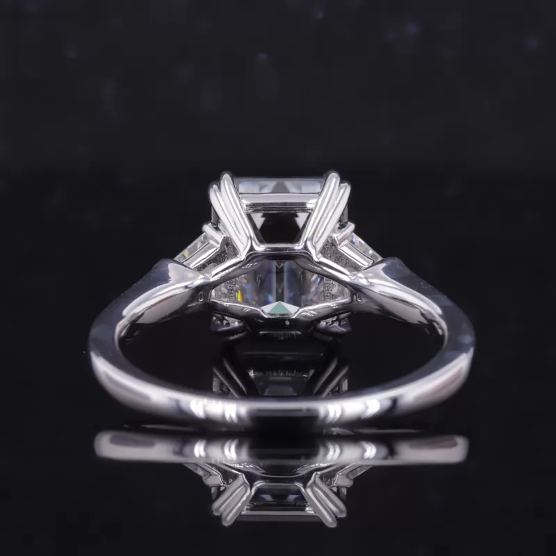 8×10mm Octagon Emerald Cut Lab Gemstones Three Stone Engagement Rings