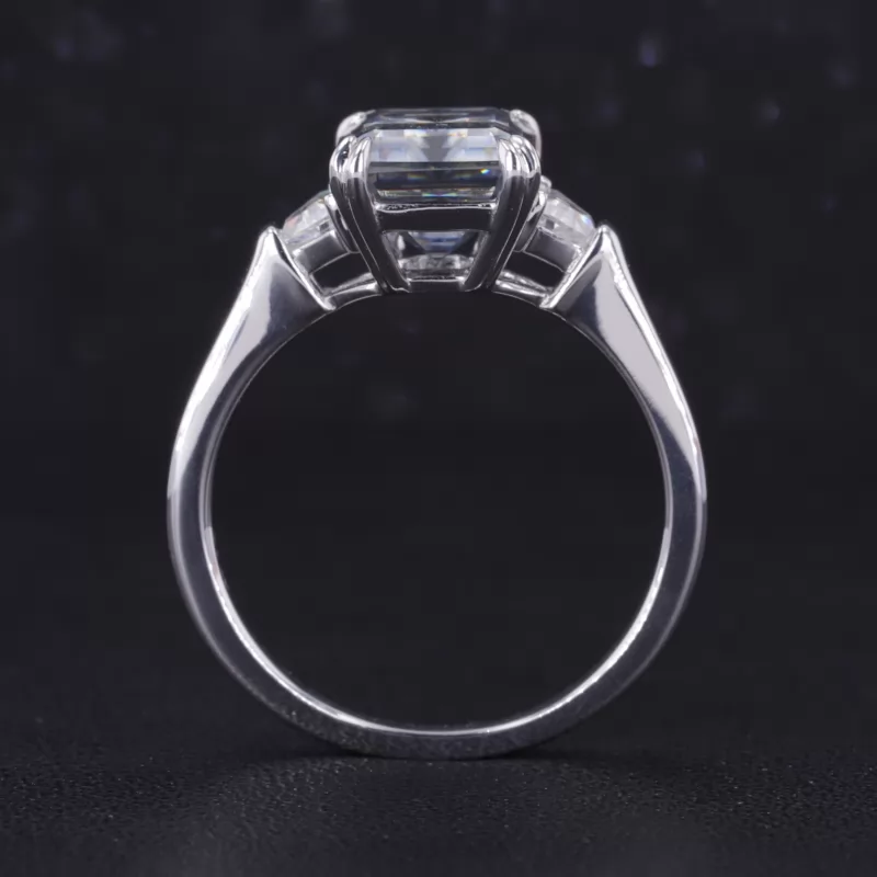 8×10mm Octagon Emerald Cut Lab Gemstones Three Stone Engagement Rings