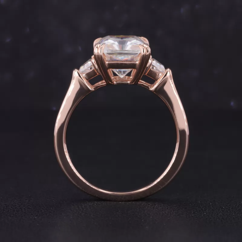 8×10mm Radiant Cut Lab Gemstones Three Stone Engagement Rings
