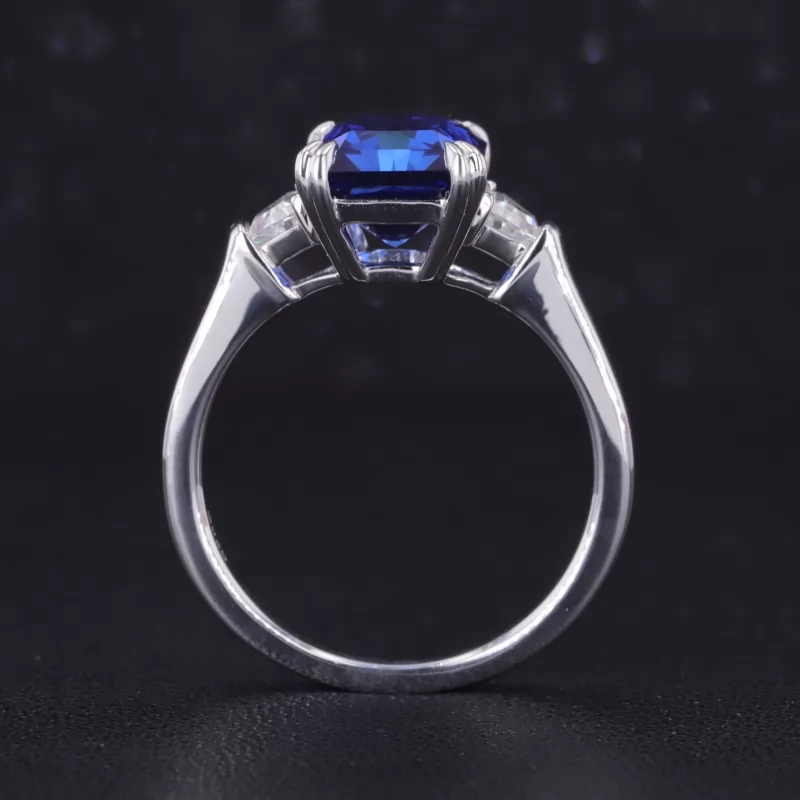 8×10mm Radiant Cut Lab Gemstones Three Stone Engagement Rings