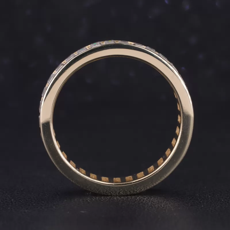 2×4mm Baguette Step Cut Moissanite 10K Yellow Gold Diamond Eternity Ring