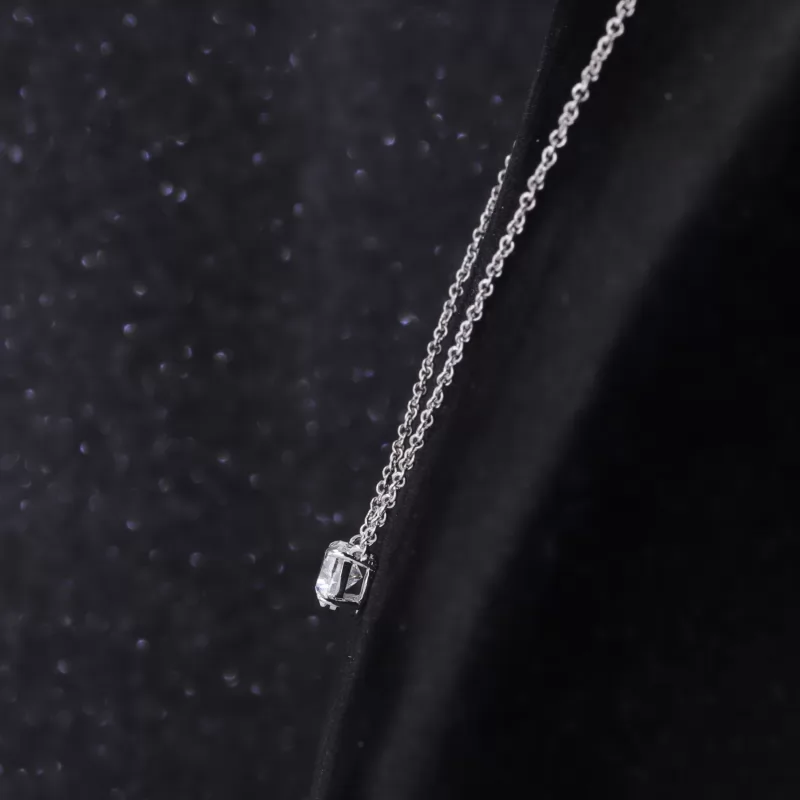 6.5mm Heart Cut Lab Grown Diamond 14K White Gold Diamond Pendant Necklace