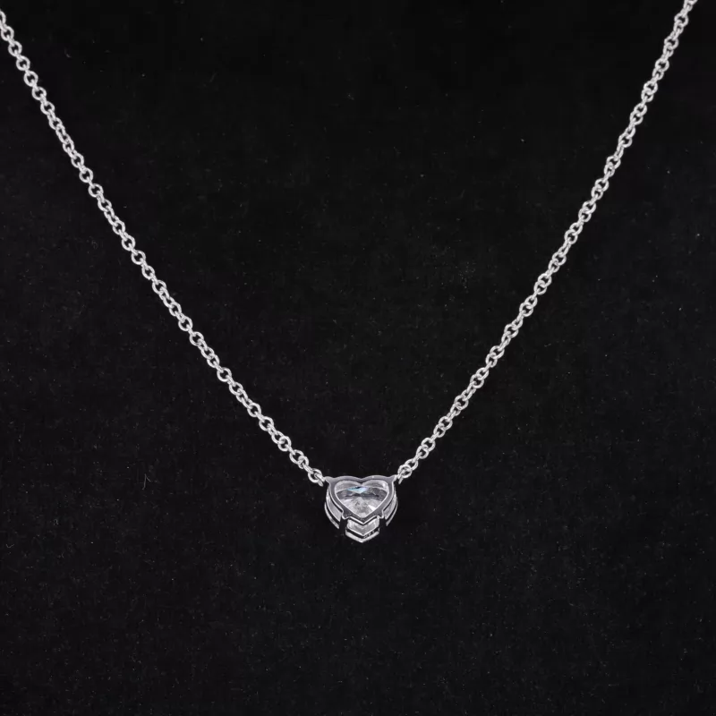 6.5mm Heart Cut Lab Grown Diamond 14K White Gold Diamond Pendant Necklace