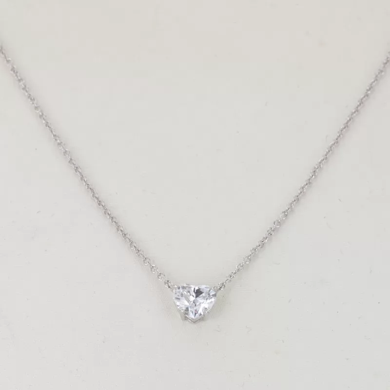 6.5mm Heart Cut Lab Grown Diamond 14K White Gold Diamond Pendant Necklace