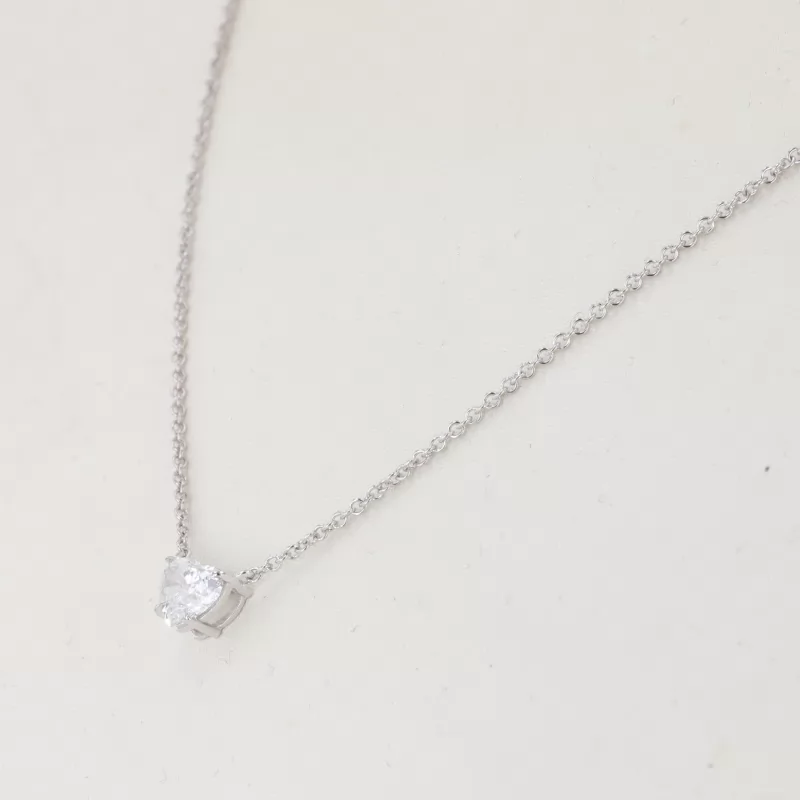 6.5mm Heart Cut Lab Grown Diamond 14K White Gold Diamond Pendant Necklace