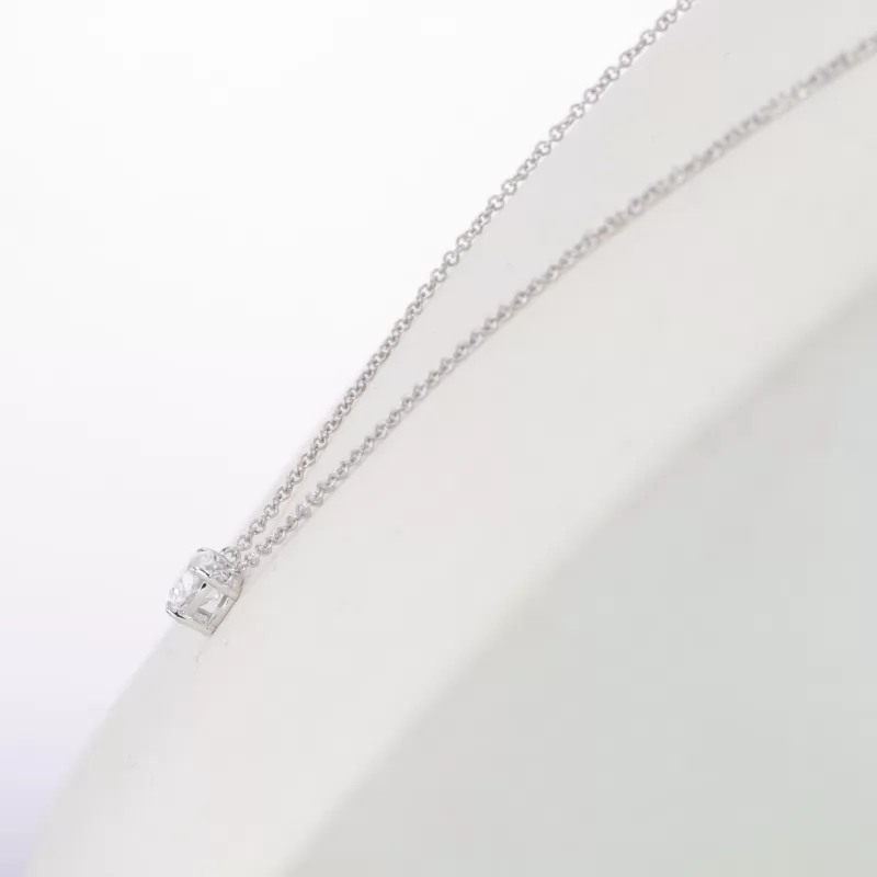 6.5mm Heart Cut Lab Grown Diamond 14K White Gold Diamond Pendant Necklace