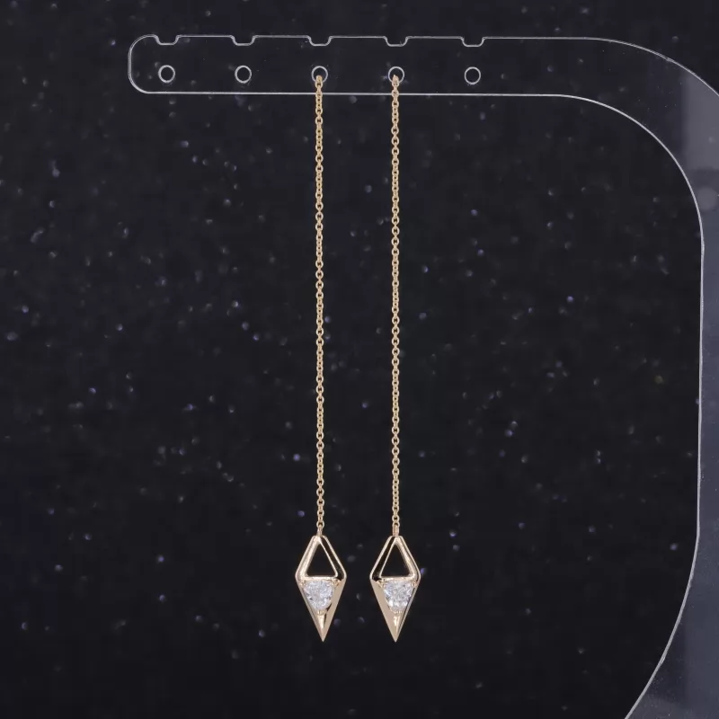 4.4×4.4mm Triangle Cut Lab Grown Diamond 14K Yellow Gold Diamond Earrings