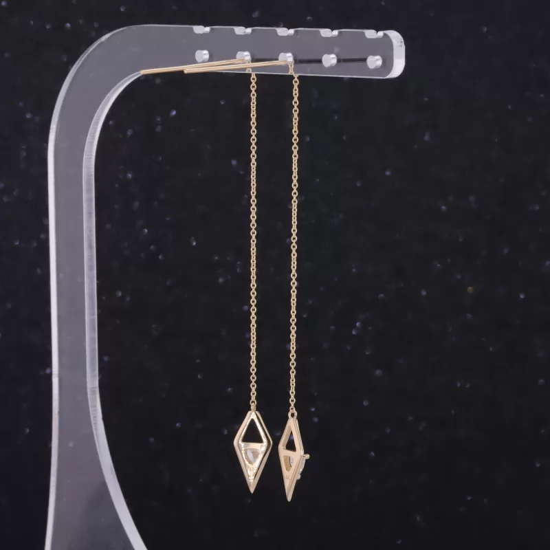 4.4×4.4mm Triangle Cut Lab Grown Diamond 14K Yellow Gold Diamond Earrings