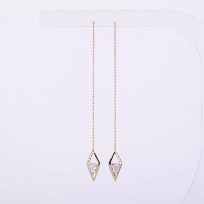 4.4×4.4mm Triangle Cut Lab Grown Diamond 14K Yellow Gold Diamond Earrings