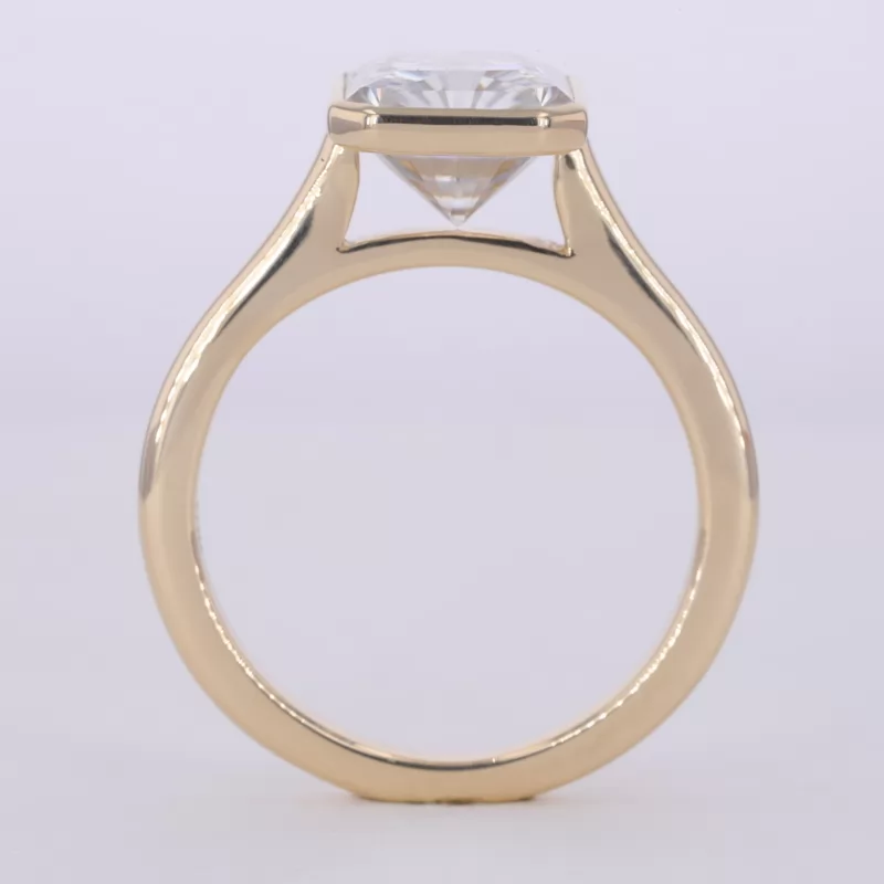 8×10mm Radiant Cut Moissanite Bezel Set 10K Yellow Gold Solitaire Engagement Ring