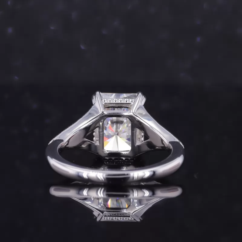 9.5×7.5mm Radiant Cut Moissanite S925 Sterling Silver Channel Set Engagement Ring