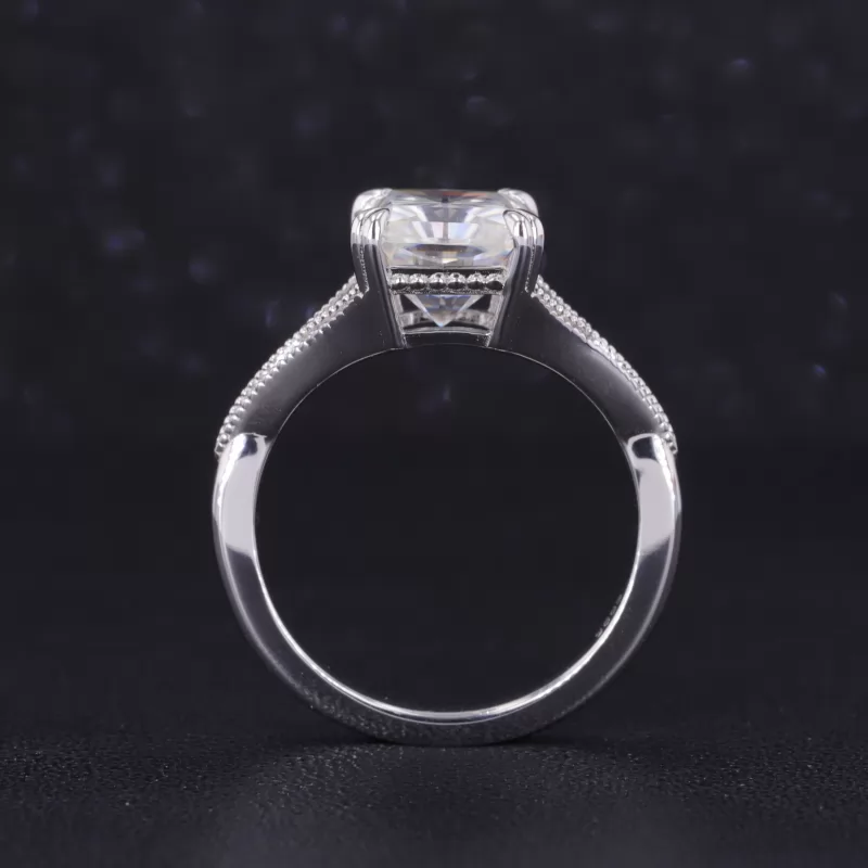9.5×7.5mm Radiant Cut Moissanite S925 Sterling Silver Channel Set Engagement Ring