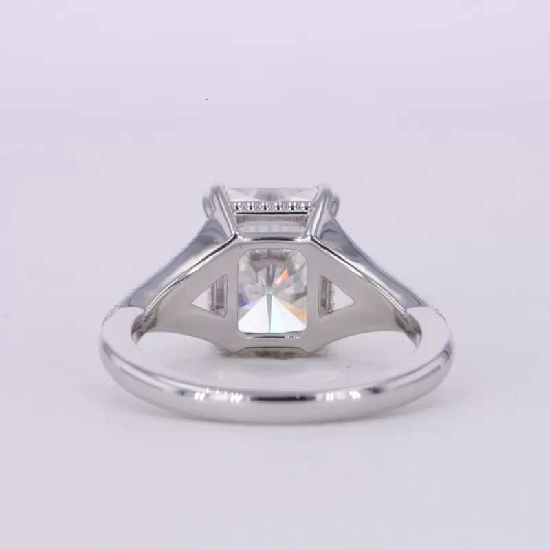 9.5×7.5mm Radiant Cut Moissanite S925 Sterling Silver Channel Set Engagement Ring