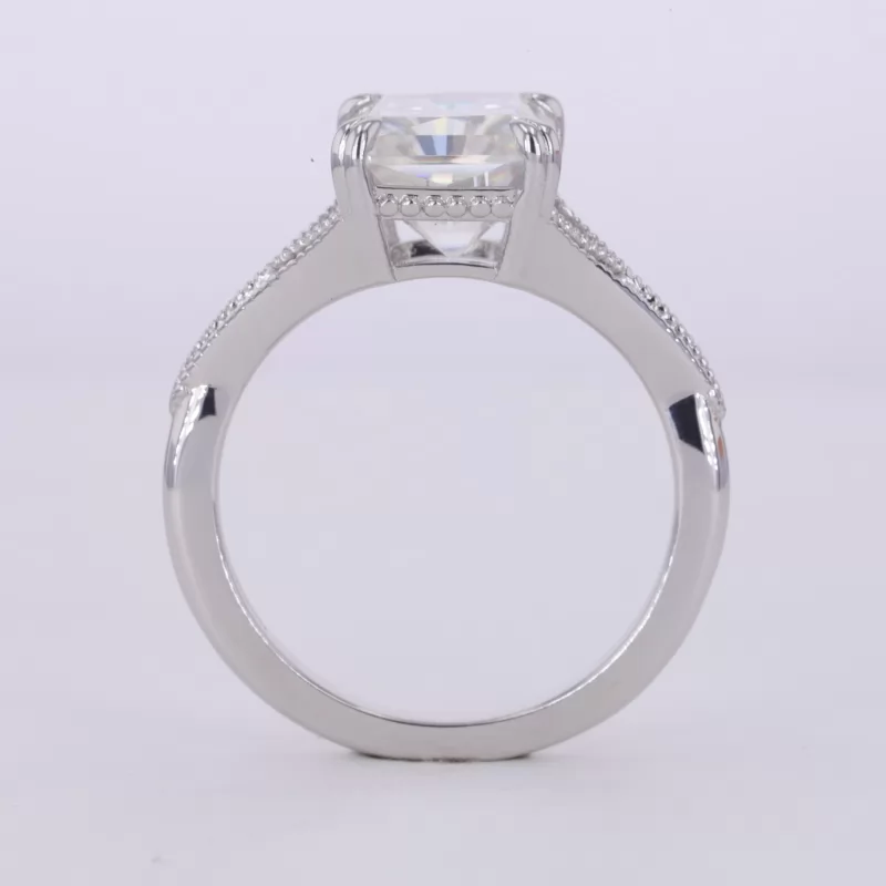 9.5×7.5mm Radiant Cut Moissanite S925 Sterling Silver Channel Set Engagement Ring