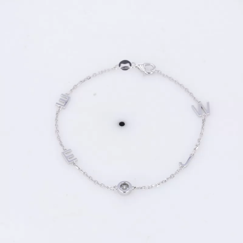 3.5mm Round Brilliant Cut Moissanite Bezel Set 14K White Gold Diamond Bracelet